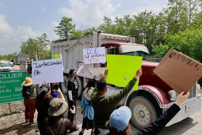 Protesters line highway in Florida Everglades to oppose 'Alligator Alcatraz'