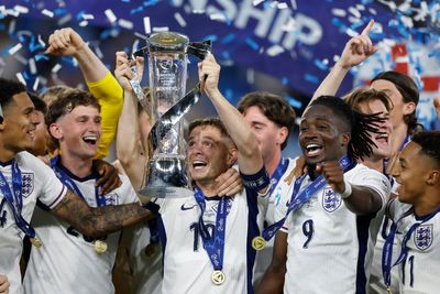 England U21s celebrate following dramatic extra-time triumph over Germany