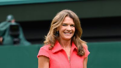 Annabel Croft's tulip red jumpsuit is a chic alternative to traditional white for Wimbledon