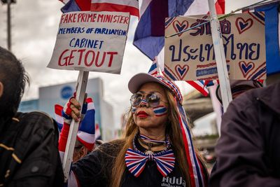 Thousands of protesters take to streets demanding Thai prime minister’s resignation over leaked phone call