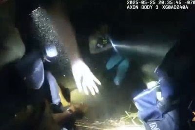 Watch: Police battle treacherous terrain to pull trapped man from river in dramatic nighttime rescue