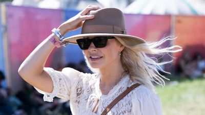 Holly Willoughby perfects festival style at Glastonbury in a boho-inspired white lace dress from one of our favourite brands