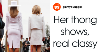 Melania Trump’s Curves Stun The Internet In Resurfaced Pic With Brigitte Macron As Fans Are Zooming In