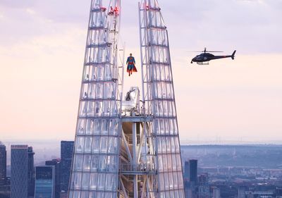 Superman soars 1,000ft over The Shard to promote Hollywood blockbuster