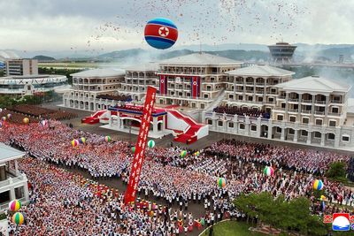 North Koreans swim at huge new beach resort touted as boost for country’s tourism