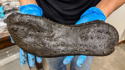 8 ancient Roman shoes of 'exceptional size' discovered at Roman fort near Hadrian's Wall