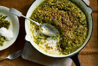 Courgette and leek ijeh: A herby one-pan frittata for weekend brunch