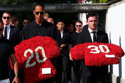 Diogo Jota funeral latest: Liverpool stars join footballer’s wife to pay tribute at emotional service
