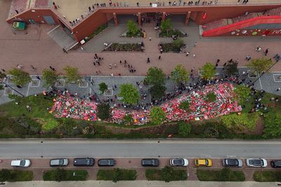 Drone footage captures powerful outpouring of tributes to Jota at Anfield