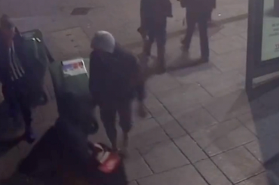 Watch as thieves drag wheelie bin filled with thousands of pounds worth of clothing through city centre
