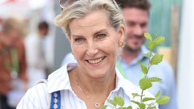 Duchess Sophie's breezy striped dress, cool shades and go-to wedges scream sunny July days