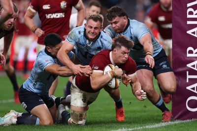 Huw Jones at the double as scrappy Lions battle through tough Waratahs test