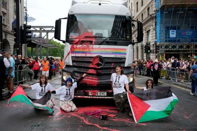 Youth Demand activists disrupt London Pride with red paint in pro-Palestine protest