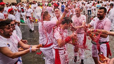 Spain's San Fermin bull-running festival begins with a firework blast looking to 'Free Palestine'