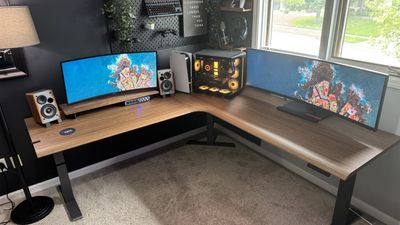 I tested out Vari's 80x80-inch L-shaped electric desk - and it's a massive workspace that's perfect for a powerful setup