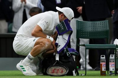 Wimbledon 2025: Grigor Dimitrov retires injured when two sets up as Jannik Sinner avoids shock defeat