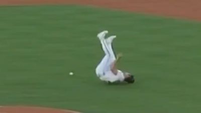 Angels Pitcher Takes Hilarious Tumble Trying to Field Ground Ball