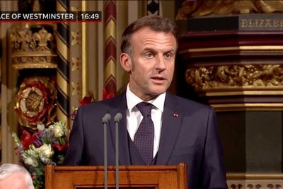 Britain and France must shoulder burden of keeping Europe safe, Macron says in historic parliament address