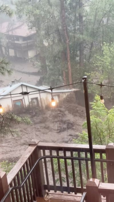 Video shows incredible moment whole house is swept down river in New Mexico