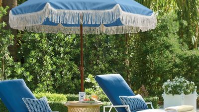 Luxury resort is always the goal in my patio – and I've just found this expensive-looking $68 sun umbrella to complete the look