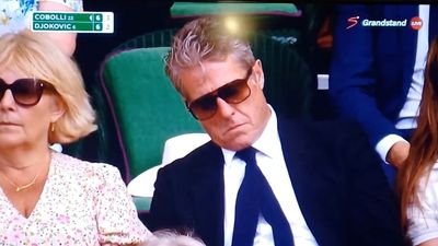 A Sleepy Hugh Grant Appears to Take Nap During Djokovic-Cobolli Match at Wimbledon