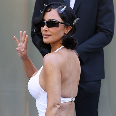 Kim Kardashian Struts Demna's Final Balenciaga Runway Wearing Custom Couture and Elizabeth Taylor's Diamonds