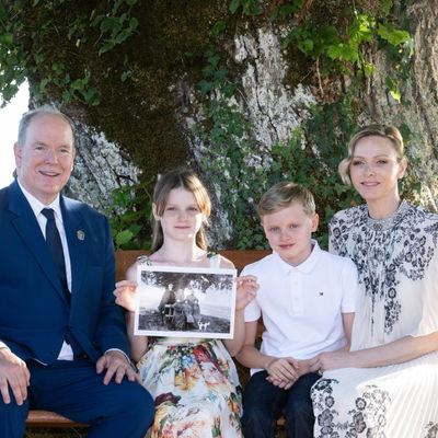 Princess Charlene Pays Tribute to Grace Kelly in Caped Dress as She Recreates Vintage Family Photo with Prince Albert and Their Twins