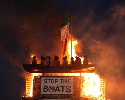 Northern Ireland police investigate burning of lifesize models of refugees
