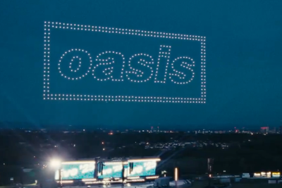 Hundreds of drones form Oasis logo before home gig in Manchester