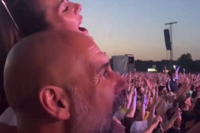 Pep Guardiola belts out Oasis hit as Man City boss enjoys Heaton Park concert with daughter
