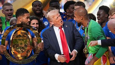 Trump puzzles Chelsea players as he crashes Club World Cup trophy party