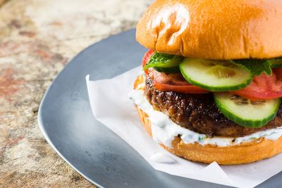 These flavor-packed pork burgers were inspired by Indian street food