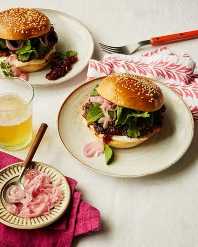 Georgina Hayden’s recipe for red curry chicken and courgette burgers