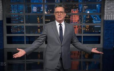 Stephen Colbert on Paramount’s $16m settlement with Trump: ‘Big fat bribe’