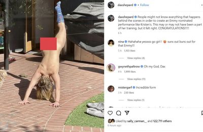 Dax Shepard posts NAKED picture of wife Kristen Bell celebrating her first Emmy nod