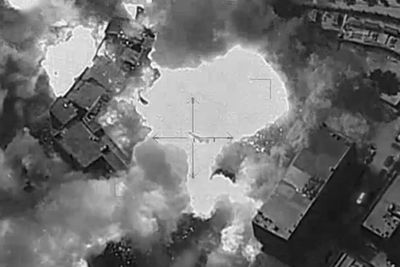 Israeli strike on Syrian military HQ shown in drone footage
