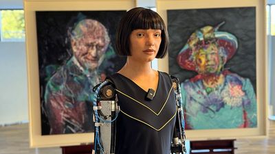 Robot artist Ai-Da unveils portrait of King Charles III at the United Nations
