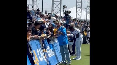 'Love Island' Star Steals the Show at First Chargers Practice in Los Angeles