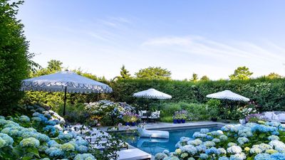 This charming British and French-inspired garden in The Hamptons retains its American identity gracefully, combining formal structure with ethereal, romantic planting