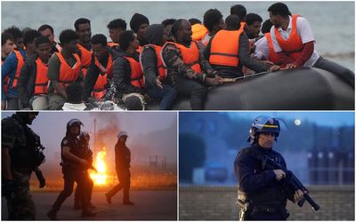 French riot police clash with migrants as record numbers make perilous crossing to UK