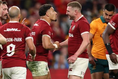 British and Irish Lions withstand late Australia pressure to take lead in Test series