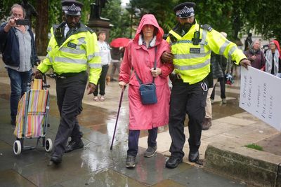 Police arrest 55 protesters in central London for holding placards supporting Palestine Action