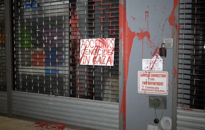 AOC's New York Headquarters Vandalized by Pro-Palestine Activists: 'AOC Funds Genocide in Gaza'