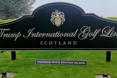 ‘Twinned with Epstein Island’ sign appears on Trump golf course ahead of Scotland visit