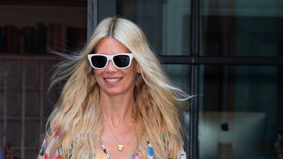 Claudia Schiffer's flared jeans and knitted top are a reminder that you can always rely on denim, whatever the weather