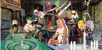 Trump takes lead role in Cold War Steve’s reimagining of Hogarth’s 18th-century satire, The Rake’s Progess