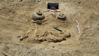 3,800-year-old burial of tall warrior buried with 4-pronged spearhead unearthed in Azerbaijan