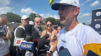 Aaron Rodgers Casually Brushes Off His Bad Throw in First Steelers Training Camp
