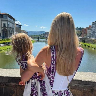 Lady Kitty Spencer Twins With Her Toddler in Dolce & Gabbana Dresses While "Under the Tuscan Sun"