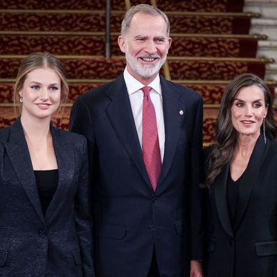 The Future Queen of Spain Glitters in a Queen Letizia-Inspired Power Suit and Her Mom's Diamonds After Returning From Naval Training